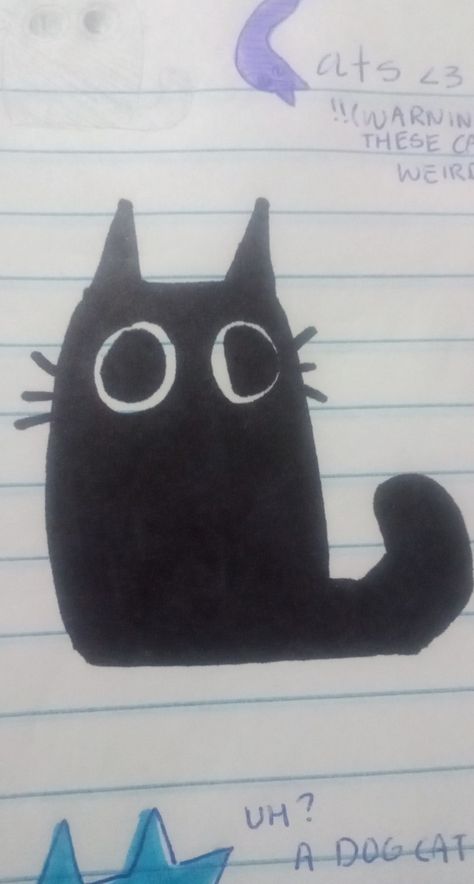 Blob Cat Drawing, Small Cat Doodle, Derpy Cat Drawing, Derpy Doodles, Blob Fish Drawing, Derpy Drawings, Blob Drawing, Blob Character, Blob Cat