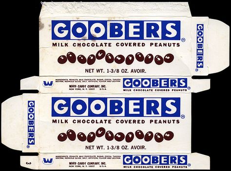 "Ward Candy Company - Goobers - milk chocolate covered peanuts - candy box - 1970s," photo by JasonLiebig, via Flickr Goobers Candy, Vintage Fireworks, Old School Candy, Peanut Candy, Penny Candy, Chocolate Covered Peanuts, Nostalgic Candy, Candy Companies, Retro Candy