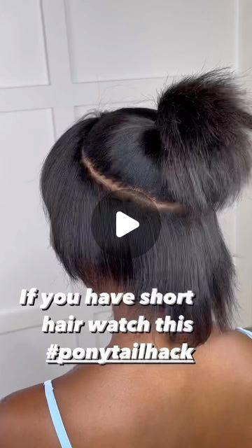 Half Wig Ponytail Hairstyles, Inside Ponytail Weave, Hairstyles With Fake Ponytails, Glue In Ponytail Weave, Black Women Clip In Hairstyles, Ponytail Hairstyles On Short Hair, Natural Ponytails For Black Hair Short, Clip On Ponytail Hairstyles, Clip In Ponytail Hairstyles