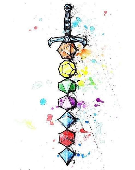 Cool Dnd Tattoos, Dnd Dm Tattoo Ideas, Dnd 20 Dice Drawing, Critical Role Tattoo Designs, Dungeons And Dragons Drawings Easy, Dnd Tattoos Ideas, Dungeons And Dragons Painting Ideas, Dnd Watercolor Art, Dnd Dice Drawing Easy