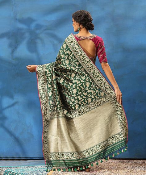 Shikargah is not a weave, but rather a term for a group of designs that depict a hunting scene on fabric. Crafted in pure katan silk, this lush silk saree features six yards of pure extravagance, detailed with gold zari work. Featured here is our Bottle Green Handloom Pure Katan Silk Shikargah Banarasi Saree With Kadhwa Jaal Explore our collection of Shikargah Sarees online at www.weaverstory.com and in-stores For appointments, Call/Whatsapp: +91 9810646345 Delhi store- 📍253, Westend Mar... Hunting Scene, Wedding Diamond, Katan Silk, Banarasi Saree, Zari Work, Bottle Green, Banarasi Sarees, Call Whatsapp, Sarees Online