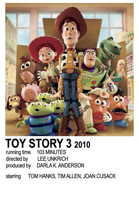 Toy Story 3 Movie, Music Tracker, Acting Monologues, Movie Polaroids, Polaroid Prints, Minimalist Polaroid Poster, Toy Story 1995, Animated Movie Posters, Disney Movie Posters