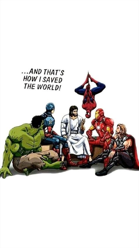 Spider Man Iron Man, Captain America And Iron Man, Savior Of The World, Christian Comics, Only Jesus, Christian Cartoons, Jesus Cartoon, Christian Graphics, Comforting Bible Verses