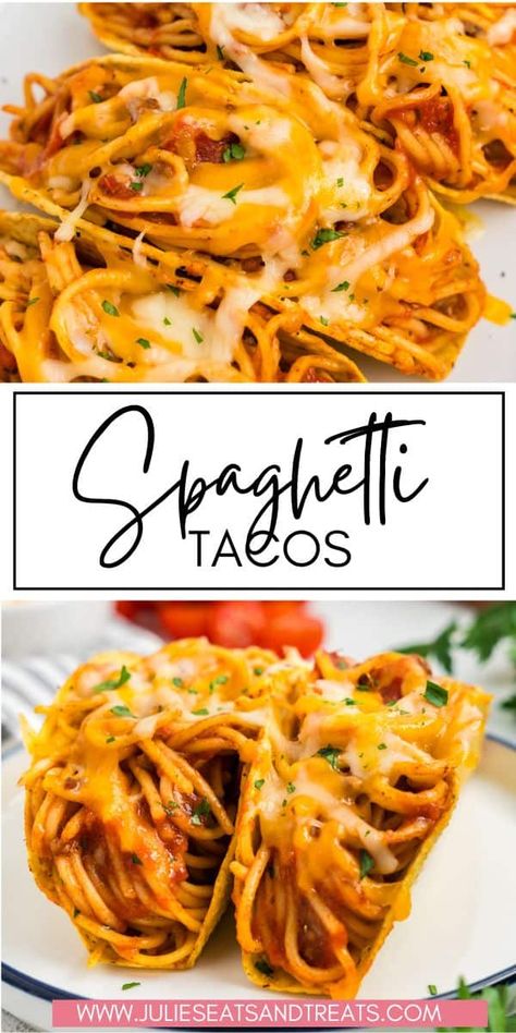 Craving both spaghetti and tacos? Spaghetti tacos are a fun twist that lets you enjoy both in one delicious dish! Everyone will love this unique and easy dinner recipe that kids will love. Spaghetti Tacos Recipe, Dinner Ideas Kids Will Love, Spaghetti Taco, Spaghetti Tacos, Taco Spaghetti, Easy Taco Recipes, Kids Sleepover, Quick Pasta Recipes, Fun Dinner