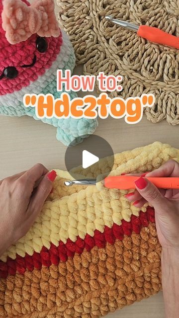 Emily Lopez on Instagram: "How to: hdc2tog ✌️🍕 SAVE this reel

I literally just learned what "hdc2tog" means so, I had to share! I love this stitch. It's easy and fun to do. 

It means half double crochet 2 stitches together (decrease)

"👍" If you learned something new.

Pattern: Wanda Watermelon - Pizza mod 🍕
20% off pattern thru 6/30 🥳 Availble on @etsy

Hook: 8 or 9 mm 
Yarn: Sweet Snuggles lite-Size 6 or Sweet Snuggles -Size 7

#crochet #crochetpizza #pizzacrochetpattern #howtocrochet #crochetttips #tips #crochetbeginner #learncrochet #amigurumi #amigurumipizza #jumbopizza #crochetpillow #pizzapillow #pizzaplish #pizzaplushie #plushiesofig #knotsmerryyarn #ad #Etsycreatorco" Sweet Snuggles Lite Pattern, Pizza Pillow, Watermelon Pizza, Crochet Pillow, Half Double Crochet, Learn To Crochet, Crochet For Beginners, Double Crochet, Something New