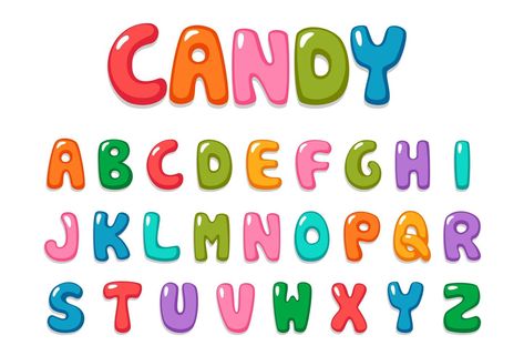 Sign Lettering Fonts, Candy Text, Bubble Letter Fonts, Font Bubble, Cartoon Font, Kid Fonts, Kids Vector, Graffiti Font, Font Setting