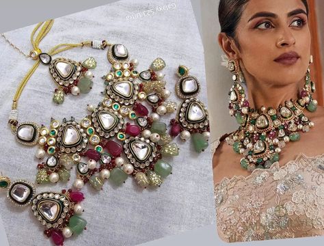 2400 free shipping Jewelry For Lehenga, Elegant Choker, Delicate Choker, Kundan Work, Choker Designs, Kundan Jewelry, Stone Choker, Kundan Necklace, Choker Necklace Set