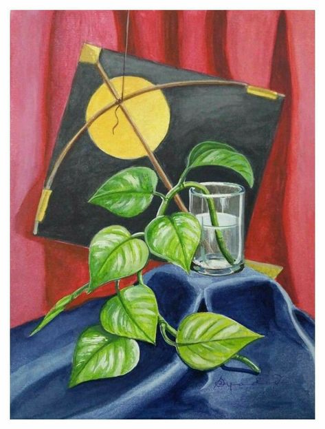 Water Colour Still Life Drawing, Still Life Drawing Painting, Object Painting Still Life, Elementary Still Life, Intermediate Still Life Drawing, Still Life Drawing Watercolors, Still Lives Drawing, Still Life Drawing Colour, Oil Pastel Still Life Drawing