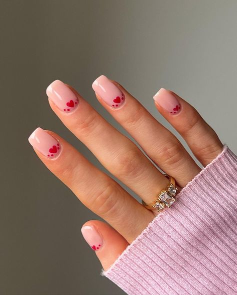 Valentines Inspo💕 Using @the_gelbottle_inc BIAB19 & Bonfire #nail #nailart #valentinesnails #thegelbottle | Instagram Short Biab Nail Designs Valentines, Basic Biab Nails, Simple Biab Designs, Basic Biab Nail Art, Short Square Biab Nails, Autumn Biab, Gel Manicure Valentines Day Simple, Autumn Biab Nails, Valentines Builder Gel Nails