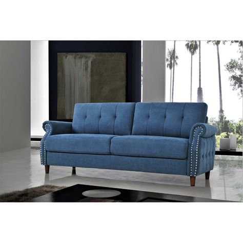 Charlton Home® Sauter 79.53'' Rolled Arm Sofa & Reviews | Wayfair Nailhead Sofa, Dramatic Silhouette, Sofa Review, Rolled Arm Sofa, Beige Sofa, Elegant Sofa, Tufted Sofa, Blue Sofa, Gray Sofa