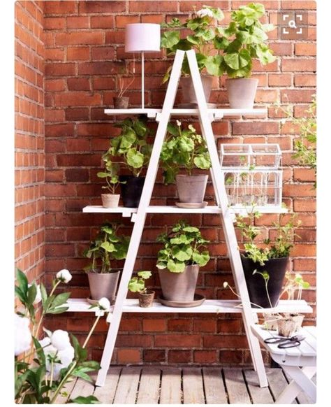 Garden Ideas To Make, Apartment Plants, Vertical Garden Diy, Diy Plant Stand, Vertical Gardens, Have Inspiration, Ladder Shelf, Apartment Balcony Decorating, Plant Stands