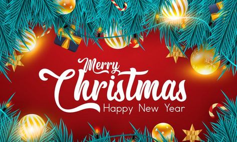 Realistic merry christmas and happy new ... | Premium Vector #Freepik #vector #background #christmas #christmas-tree #christmas-background Merry Christmas Tarpaulin Design, Christmas Tarpaulin Design, Tarpaulin Design, Happy Christmas Day, Certificate Background, Happy New Year Background, New Year Background, New Year Design, Happy New Year Design