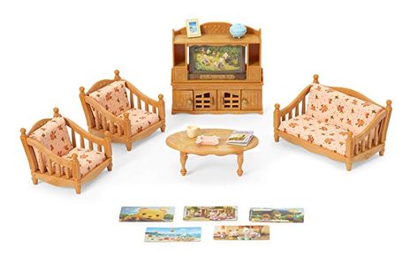 Calico Critters Furniture, Fun Living Room, Dollhouse Furniture Sets, Comfy Living Room Furniture, Calico Critters Families, Comfy Living Room, Viborg, Dollhouse Toys, Pretend Play Toys