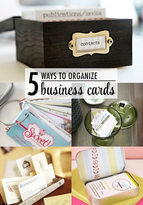 5 Ways to Organize Business Card // office organization ideas Business Card Organization, Card Storage Ideas, Organize Business, Office Organization Ideas, Card Organization, Diy Organize, Office Desk Organization, Office Organization Business, Organizing Time Management