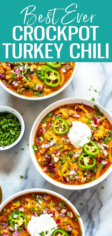 Slow Cooker Turkey Chili Healthy, Crockpot Chili Turkey, Chilli Recipe Crockpot Turkey, Healthy Chilli Recipe Crock Pot, Turkey Chilli In Crock Pot, Turkey Pumpkin Chili Crockpot, Slow Cooker Turkey Chilli, Crockpot Turkey Chili Recipe, Crock Pot Turkey Chili