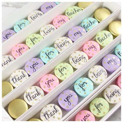 Teacher macarons Teacher Macarons, Teacher Box, Pre Christmas, Hand Lettered, Macaroons, Macarons, Hand Lettering, Favorite Recipes, Instagram Photos