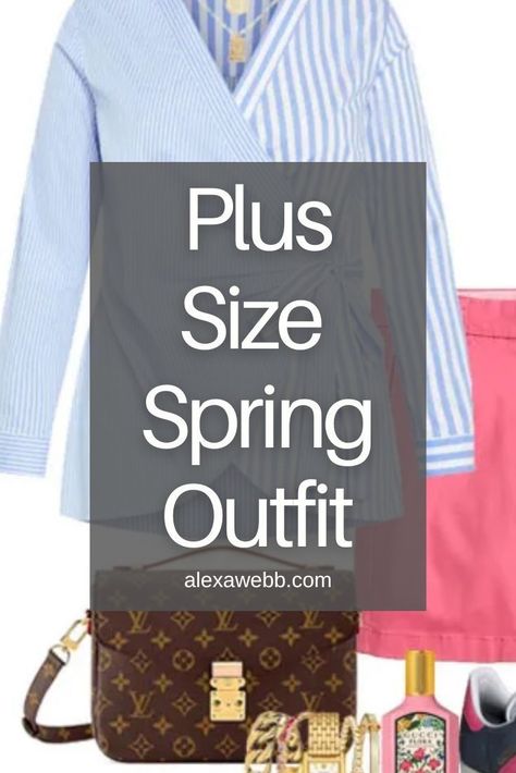 Fabulous plus size spring transition outfit looks to keep you stylish and comfortable as we usher in the new season. Alexa Webb Spring 2024 Outfits Plus Size, Plus Spring Outfits 2024, 2024 Plus Size Spring Outfits, Plus Size Spring Work Outfits 2024, Alexa Webb, Plus Size Spring Outfits 2024, Louis Vuitton Pochette Metis, Designer Shades, Wrap Shirt