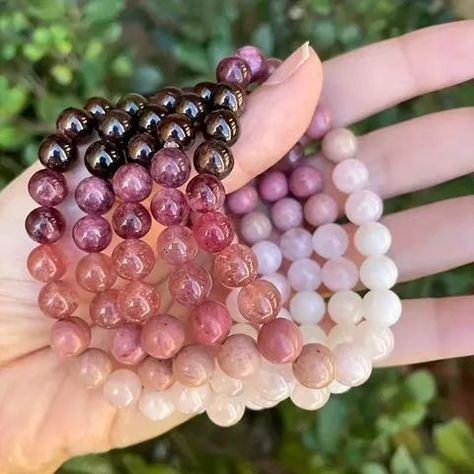 casual-simple-style-round-natural-stone-beaded-knitting-bracelets-nh10650418 Beaded Knitting, Black Tourmaline Bracelet, Jewelry Real, Bracelet Love, Tourmaline Bracelet, Rose Quartz Bracelet, Handmade Bangles, Love Spell, Bead Bangles