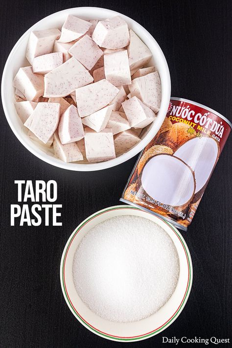 Taro Filling Recipe, Taro Paste Recipe, Taro Paste, Taro Recipes, Chinese Dessert Recipe, Chinese Cuisine Recipes, Coconut Buns, Chinese Cake, Taro Root