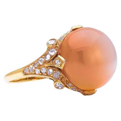 1stDibs: Antique and Modern Furniture, Jewelry, Fashion & Art Pearl Rings, Vintage Jewellery Rings, Vintage Cocktail Ring, Woman Jewelry, Soft Coral, Antique Diamond Rings, Warm Yellow, Coral And Gold, Beautiful Body