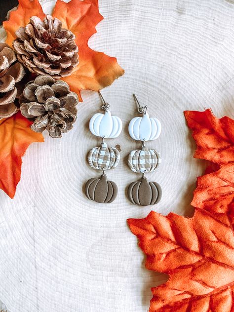 Plaid Clay Earrings, Polymer Clay Slabs Fall, Pumpkin Pie Clay Earrings, Autumnal Polymer Clay Earrings, Polymer Pumpkin Earrings, Clay Cow, Polymer Clay Pumpkin Stud Earrings, Cow Earrings, Halloween Clay