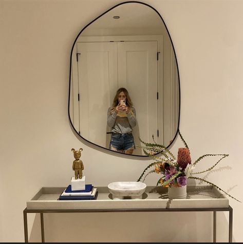 Small Mirror Wall Decor, Irregular Shaped Mirror, Aesthetic Mirror Wall, Blob Mirrors, Funky Mirrors, Home Mirror, Asymmetrical Mirror, Irregular Mirror, Mirror Aesthetic