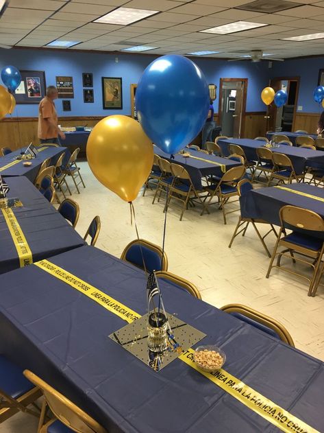 Pin by Stefanie Alfred Rossi on DAD Party in 2022 | Police retirement party, Dad party, Retirement decorations Police Party Decorations, Police Decorations, Police Officer Party, Retirement Party Centerpieces, Police Academy Graduation Party, Retirement Party Ideas, Police Retirement Party, Police Appreciation, Police Birthday Party