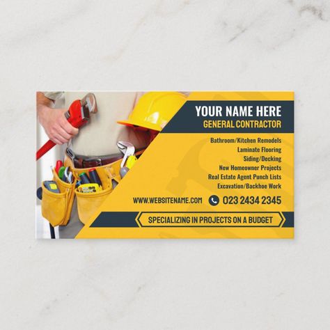 Construction Business Cards, Construction Business, Handyman Services, General Contractor, Diy Business, Hat Crafts, Gaming Wall Art, Baby Accessories, Craft Party