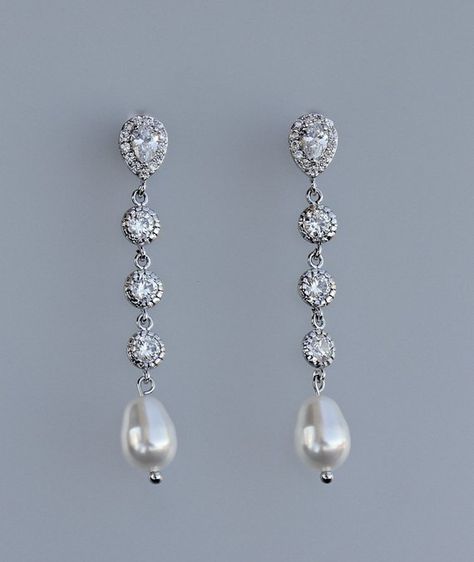 Long Bridal Earrings, Long Pearl Earrings, Crystal Pearl Earrings, Ivory Earrings, Crystal Bridal Earrings, Pearl Earrings Wedding, Hrithik Roshan, Earrings Crystal, Wedding Jewelry Earrings