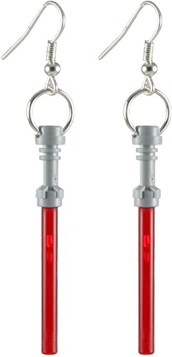 Lightsaber Earrings, Lego Lightsaber, Lego Necklace, Star Wars Earrings, Lego Earrings, Lego Jewelry, Red Lightsaber, Star Wars Light, Fandom Jewelry