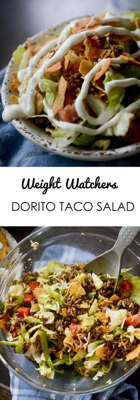 Weight Watcher's Dorito Taco Salad 4 smart points per serving Dorito Taco Salad, Weight Watchers Appetizers, Dorito Taco, Weight Watchers Salad, Weight Watchers Lunches, Weight Watchers Snack Recipes, Weight Watchers Snacks, Weight Watcher Dinners, Taco Salad