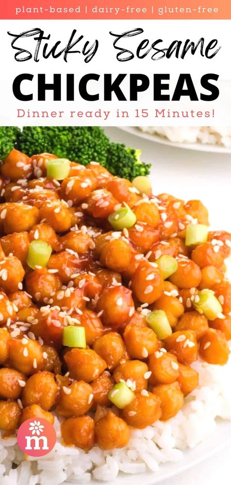 Delicious and healthy sticky sesame chickpeas are a great meal option. This easy-to-follow recipe will give you the perfect blend of sweet and tangy flavors. Try it today! Make sure to add sesame seeds for the perfect finishing touch! Sesame Ginger Chickpea, Asian Chickpeas, Sesame Chickpeas, Sticky Sesame Chickpeas, Sticky Chickpeas And Broccoli, Sesame Chickpea Recipe, Sticky Sesame Chickpeas And Broccoli, Sesame Seed Recipes Healthy, Sticky Chickpeas