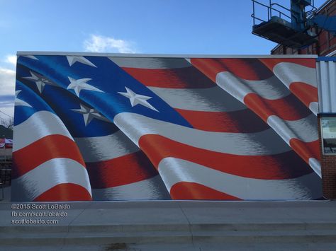 American Flag Mural, Patriotic Mural, Flag Mural, Shop Mural, Outdoor Murals, Container Art, Summer Window, Gym Logo, Baseball Pictures