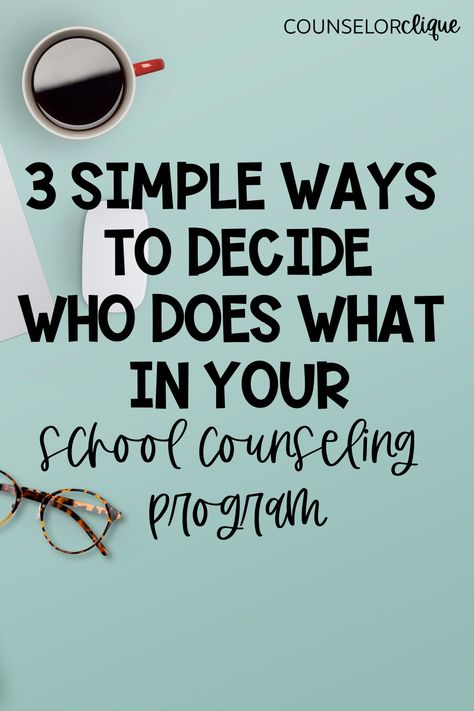 Even if you didn’t have a Department Planning Day for your school counseling team before this school year started, did you ever sit down and decide who was going to do what this year? How do you do this when you have a big team? Here are 3 simple ways to decide who does what in your high school counseling program. #counselorclique Secondary School Counseling, High School Counseling Activities, High School Counseling Bulletin Boards, School Counselor Bulletin Boards, School Counseling Bulletin Boards, Middle School Counselor, Planning Day, School Counselor Resources, School Counsellor