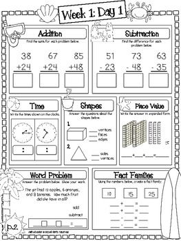 Summer Review Packet - 10 weeks of language arts & math printables that cover 90% of the CCSS for 2nd grade. Free example sheets included in the preview. All you have to do is print and send home. $$$ Summer Review Packet, Summer School Ideas, Summer Review, Math Pages, Summer Math, 2nd Grade Math Worksheets, Math School, 2nd Grade Worksheets, Math Printables