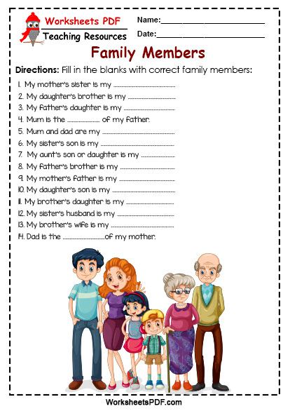 Fill in the blanks with correct Family Members 1 Esl Family Members Activities, Family Members Worksheet, Family Relationship Chart, Pumpkin Coloring, Members Of The Family, Relationship Chart, Family Worksheet, Reading Comprehension Lessons, Family Tree Chart