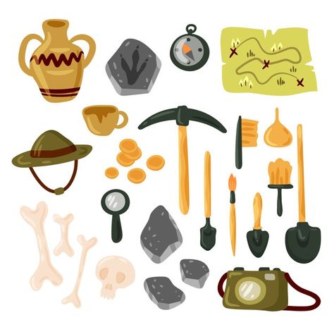 Archaeology icon set | Premium Vector #Freepik #vector #map #brush #skull #science Greece Architecture, Cute Cartoon Pictures, Teaching History, Vector Map, Travel App, Reading Journal, Advertising Design, Zbrush, Book Illustration