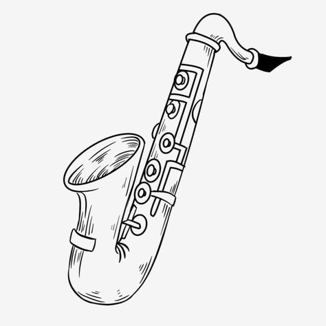 Saxophone Tattoo, Phone Drawing, Saxophone Art, Wing Drawing, Drawing Music, Musical Instruments Drawing, Music Drawing, Bullet Journal Font, Colorful Borders Design