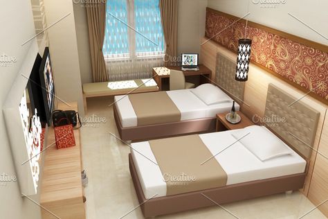 2 Bed Hotel Room Design, Hotel Bed Design Ideas, 2 Bed Hotel Room, Small Hotel Bedroom Design, Hotel Room Wardrobe Design, Hotel Room Bed Design, Small Hotel Room Interior Design, Apart Hotel Room Design, Single Bed Hotel Room