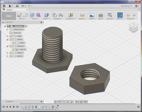 Threaded Nut and Bolt With Fusion 360 Autocad Inventor, Technology Design Graphic, Autodesk Inventor, Cnc Woodworking, Fusion 360, 3d Printed Objects, 3d Printing Projects, Cad Cam, 3dprinting Design