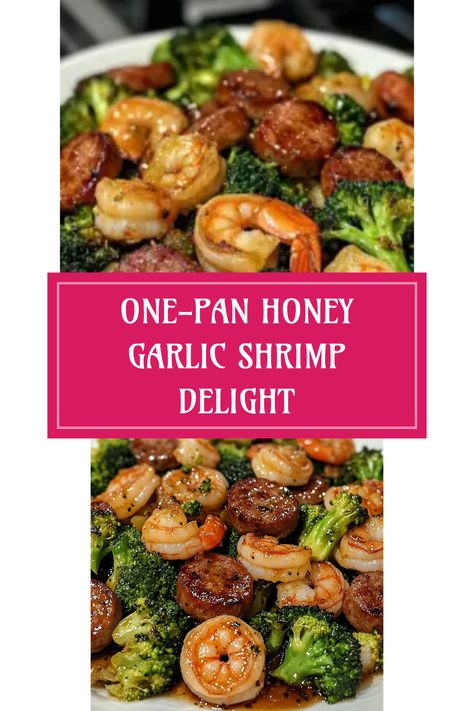 Satisfy your cravings with this One-Pan Honey Garlic Shrimp delight! Packed with savory sausage and fresh broccoli, this easy recipe creates an amazing blend of sweet, savory, and a touch of spiciness that will light up your dinner table. You'll love how quickly this dish comes together with minimal cleanup. Perfect for weeknight meals or impressing guests, you'll have scrumptious flavors in every bite. Join the flavor explosion! Cook this one-pan wonder tonight and transform your dining experience! Sheet Pan Honey Garlic Shrimp, Honey Garlic Sausage Shrimp And Broccoli, Honey Shrimp Sausage And Broccoli, Easy Quick Shrimp Dinners, Broccoli Shrimp Sausage, Shrimp Broccoli Sausage, Shrimp Sausage And Broccoli, Honey Garlic Shrimp And Sausage, Shrimp Sausage And Broccoli Recipes