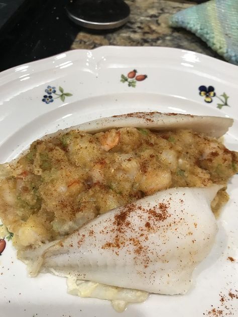 I live in Florida so fish is often on the menu. You don't have to use flounder for this, any mild white fish will work. Shrimp Stuffed Flounder, Stuffed Flounder Recipes, Stuff Flounder Recipes, Stuffed Flounder, Recipe With Shrimp, Flounder Recipes, Shrimp Stuffed, Stuffing Ingredients, Fish Soup