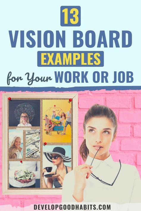 13 Vision Board Examples for Your Work or Job Vision Boards For Work, Vision Board For Career Goals, Work Goals Vision Board, Office Vision Board Ideas, Vision Board For Workplace, Work Vision Board Examples, Vision Board Ideas For Work, Vision Board For Job, Work Vision Board Pictures