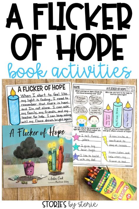 A Flicker of Hope emphasizes for children (and adults) the many different ways to ask for help, and their ability to be a hope builder for others, too. Here are some activities you can use with this story written by Julia Cook. Hope Activities, Somebody Wanted But So Then, Hope Squad, Pta Reflections, Elementary School Activities, School Counseling Activities, Reading Strategy, Counseling Lessons, Guidance Lessons