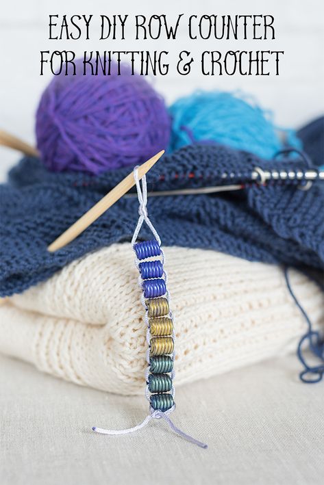 This easy DIY row counter is great for knitting and crochet! Make one in just a few minutes using beads and cord and then get back to your yarn! Stitch Markers Diy, Easy Diy Crochet, Stitch Counter, Bottle Covers, Knitting Tutorials, Knitting Tips, Crochet Tools, Crochet Tips, String Theory