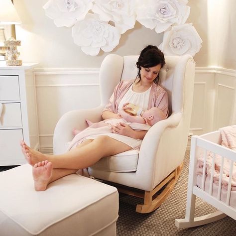 Rocking Chair Nursery, Girl Nursery Room, Chair Ottoman, Nursery Inspo, Baby Must Haves, Instagram Baby, Bone White, Girl Nursery