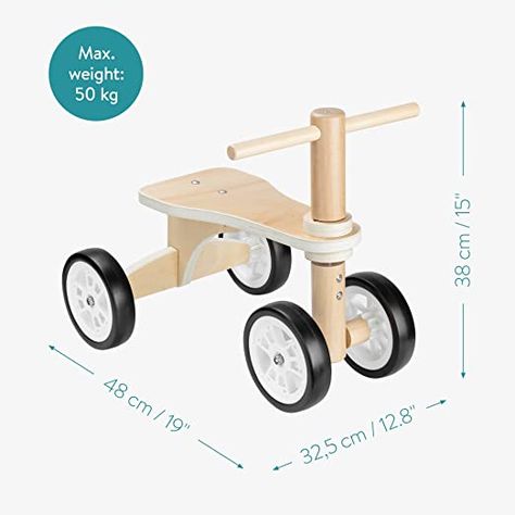 Navaris Wooden Toddler Bike with Trailer - Wood 4-Wheel Bicycle for Toddlers with Wagon - Ride-On Balance Bike Children's Toy for Boys and Girls 18M+ : Amazon.co.uk: Toys & Games Bench Design Outdoor, Wooden Ride On Toys, Wooden Balance Bike, Toddler Bike, Toy Wagon, Wood Bike, Garage Workshop Organization, Iron Man Wallpaper, Making Wooden Toys