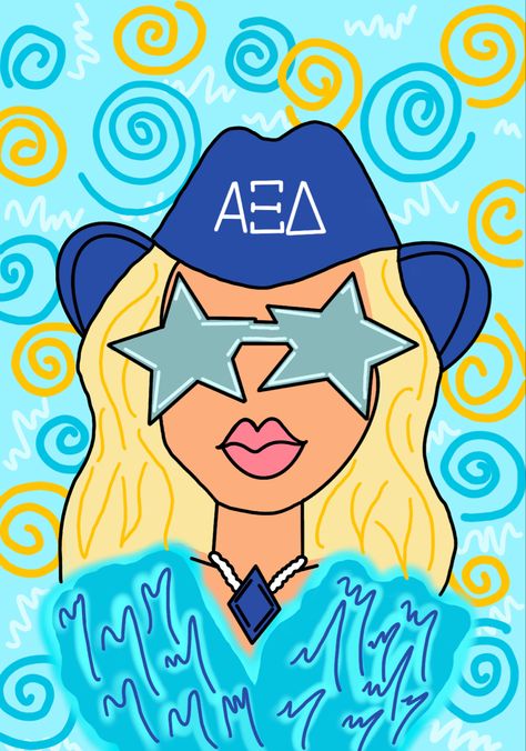 Axo Painting, Alpha Xi Delta Graphics, Axid Graphics, Chi Omega Canvas, Girl Faceless, College Bedroom Decor, Dorm Room Art, Sorority Ideas, Frat Coolers