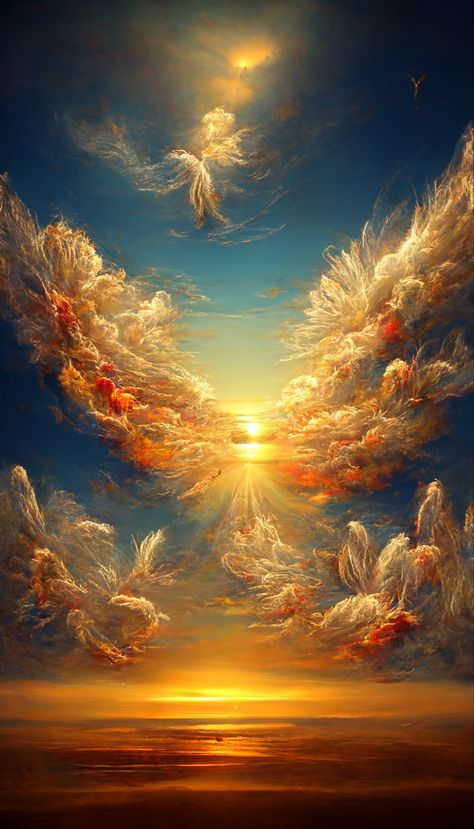 Heaven stillife, sunrise in paradise, pastel colors, pearl color, many angels in sky Guardian Angel Pictures, Heaven Images, Heaven Pictures, Heaven Painting, Greek Goddess Art, Heaven Wallpaper, Fantasy Angel, Angel Clouds, Paradise Wallpaper