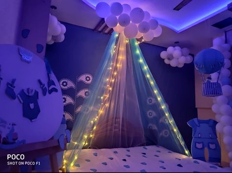 Welcome Baby Decoration Ideas At Home With Balloons, Baby Entry At Home Decoration, Welcome Home Baby Boy Decorations, Baby Homecoming Decorations, Baby Welcome Decoration Home Indian, Chatthi Decoration, Newborn Welcome Home Decoration, Baby Boy Welcome Decoration At Home, Welcome Baby Decoration Ideas At Home